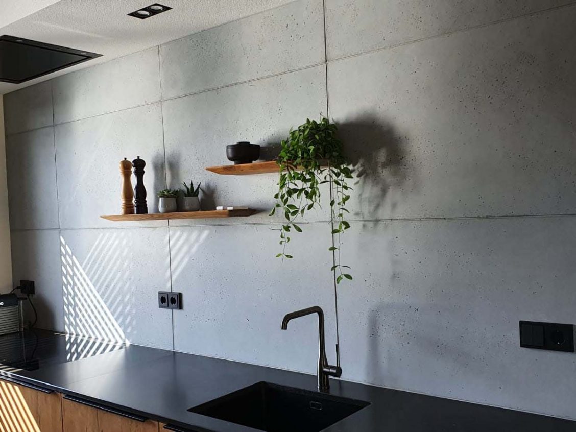 industriële betonnen muur keuken